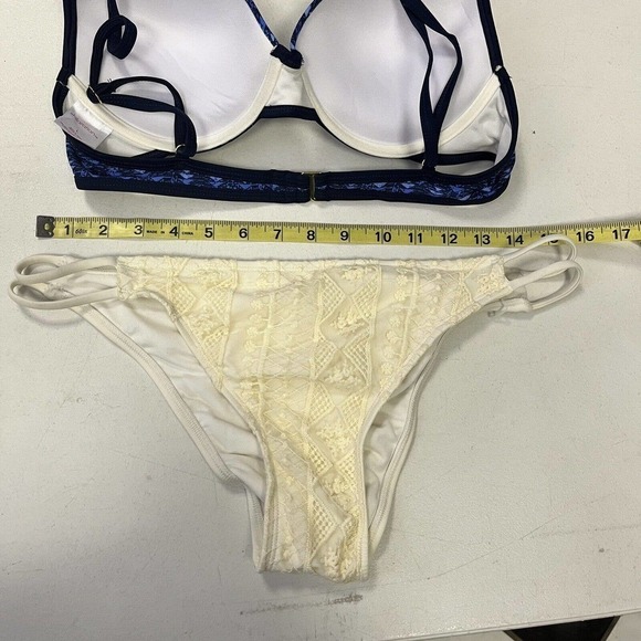 XHILARATION Bikini Large NWOT Blue Tribal Crochet Strappy - Picture 7 of 7